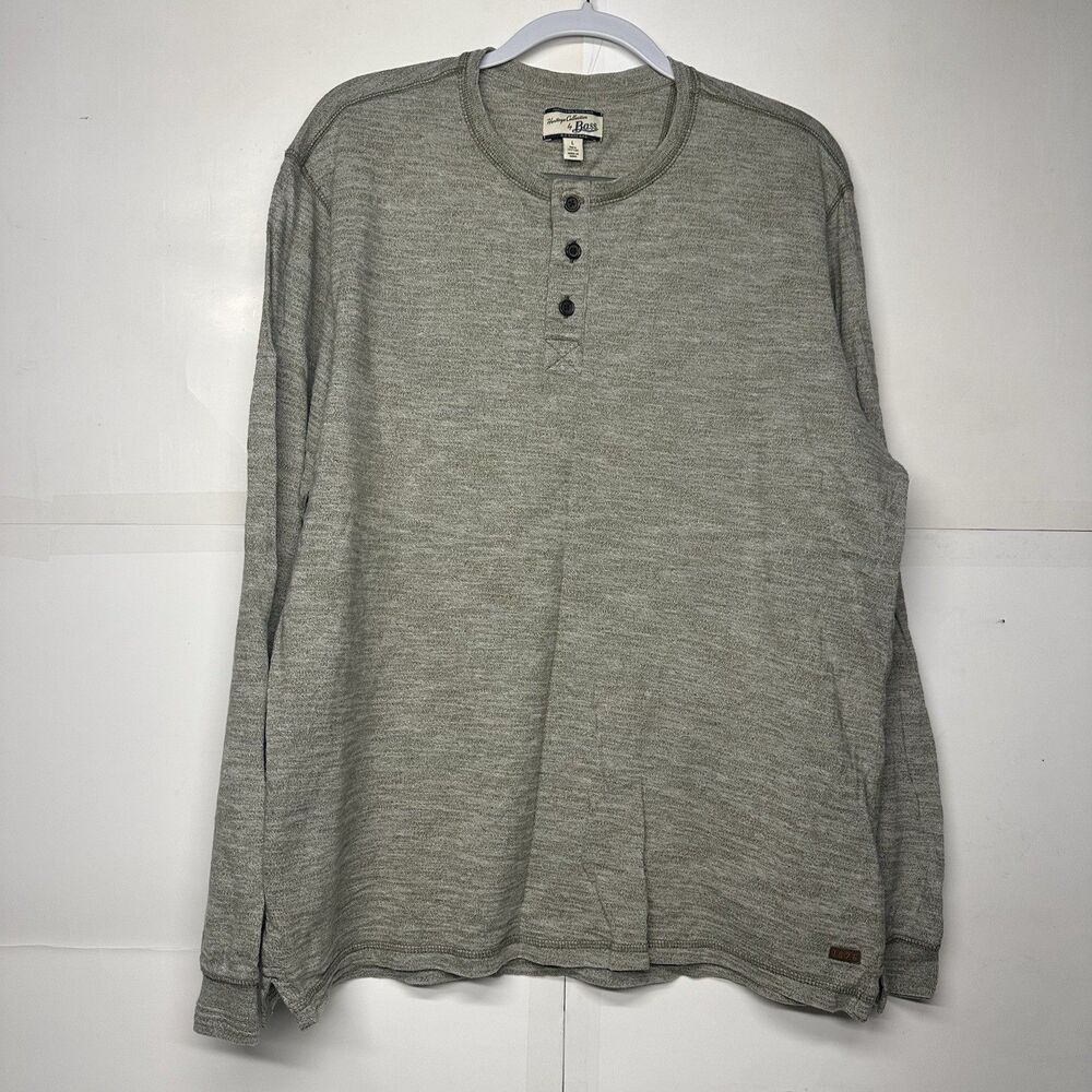 Men’s Heritage Collection by Bass Henley Shirt Light Green Long Sleeve large